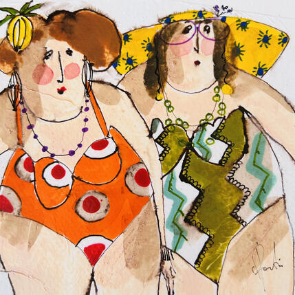 Painting Armande Suzette by Colombo Cécile | Painting Naive art Acrylic, Gluing, Ink, Pastel, Watercolor Portrait