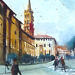 Painting Visite à Saint Sernin by Abbatucci Violaine | Painting Figurative Watercolor