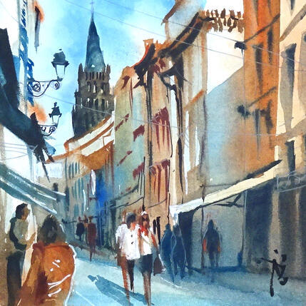 Painting Virée shopping by Abbatucci Violaine | Painting Figurative Watercolor