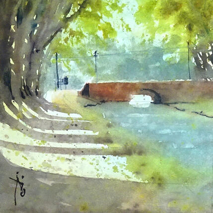 Painting Canal déserté... by Abbatucci Violaine | Painting Figurative Watercolor