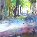 Painting La fraîcheur de l'allée by Abbatucci Violaine | Painting Figurative Watercolor
