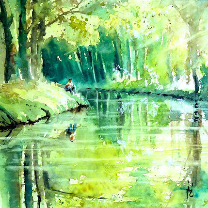 Painting En pleine nature by Abbatucci Violaine | Painting Figurative Watercolor