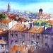 Painting Depuis mon balcon by Abbatucci Violaine | Painting Figurative Watercolor