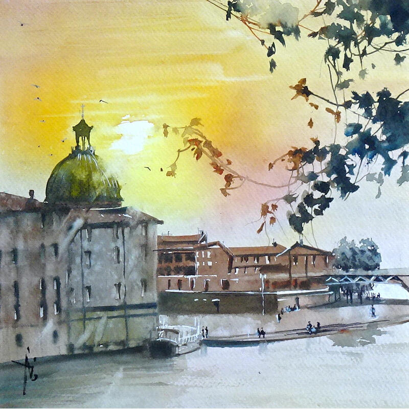 Painting Tout en demi-teinte by Abbatucci Violaine | Painting Figurative Watercolor