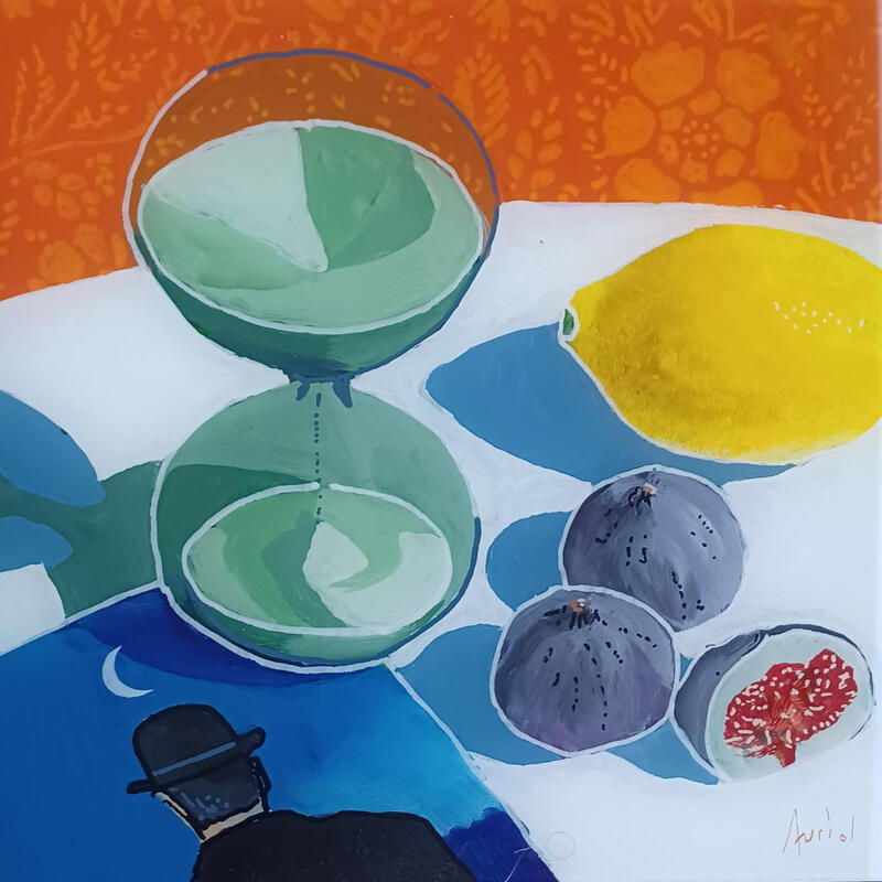 Peinture Trop de choses rappelaient le temps à René  par Auriol Philippe | Tableau Figuratif Natures mortes Plexiglas Acrylique Posca