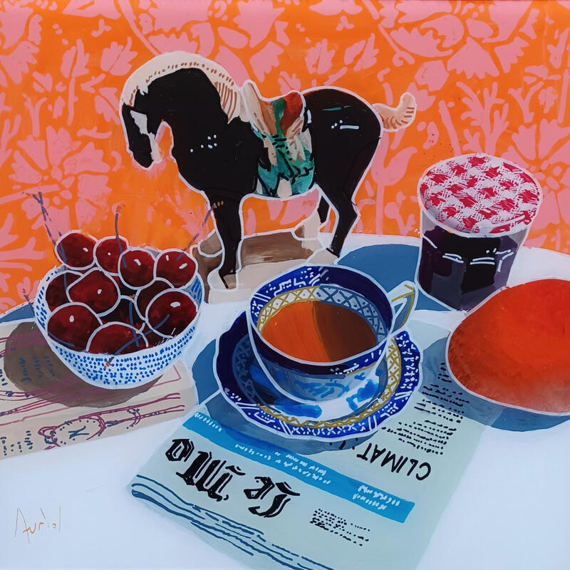 Peinture Gengis s'interrogeait sur cette chaleur par Auriol Philippe | Tableau Figuratif Natures mortes Plexiglas Acrylique Posca