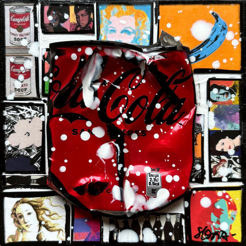 Peinture POP COKE (Venus) par Costa Sophie | Tableau Pop-art Icones Pop Acrylique Collage Upcycling