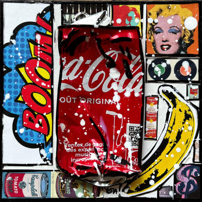 Peinture POP COKE (banana $) par Costa Sophie | Tableau Pop-art Icones Pop Acrylique Collage Upcycling