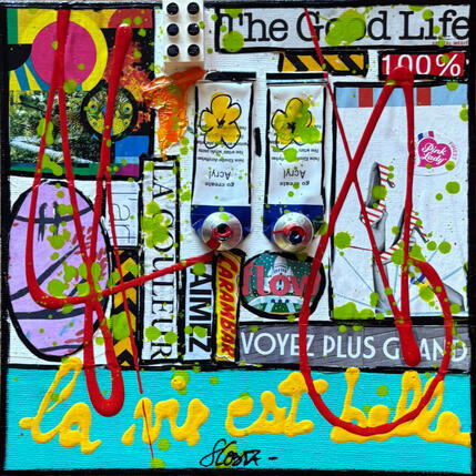 Painting La vie est belle ! (Good life) by Costa Sophie | Painting Pop-art Acrylic, Gluing, Upcycling Pop icons