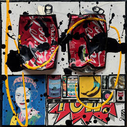 Peinture POP COKE (Queen) par Costa Sophie | Tableau Pop-art Acrylique, Collage, Upcycling Icones Pop