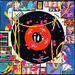 Painting POP VINYLE (rouge) by Costa Sophie | Painting Pop-art Pop icons Acrylic Gluing Upcycling