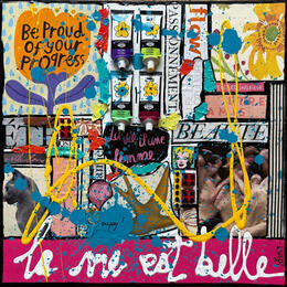 Painting La vie est belle ! (femme) by Costa Sophie | Painting Pop-art Acrylic, Gluing, Upcycling