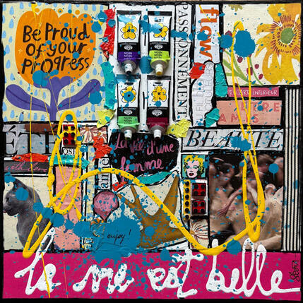 Peinture La vie est belle ! (femme) par Costa Sophie | Tableau