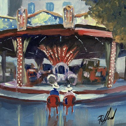Peinture Grands Enfants par Piffard Cédric | Tableau Figuratif Huile Architecture, Scènes de vie, Urbain