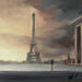 Peinture Je marche seul par Piffard Cédric | Tableau Figuratif Urbain Scènes de vie Architecture Huile