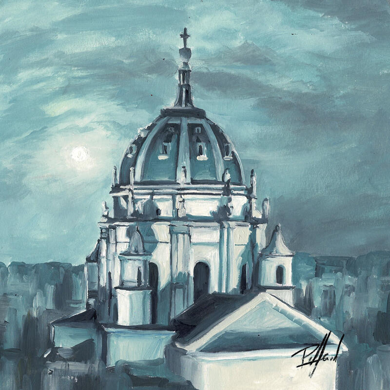 Gemälde Clair de lune von Piffard Cédric | Gemälde Figurativ Urban Alltagsszenen Architektur Öl