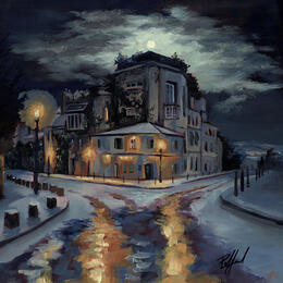 Peinture La maison rose par Piffard Cédric | Tableau Figuratif Huile Architecture, Scènes de vie, Urbain