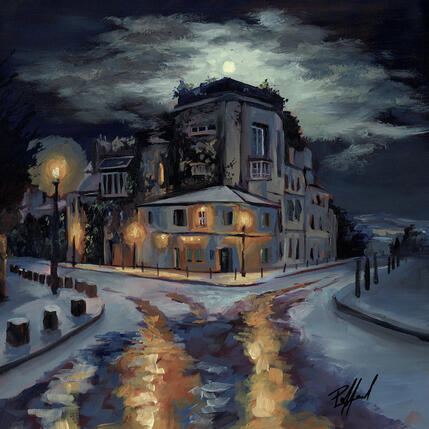Peinture La maison rose par Piffard Cédric | Tableau Figuratif Huile Architecture, Scènes de vie, Urbain