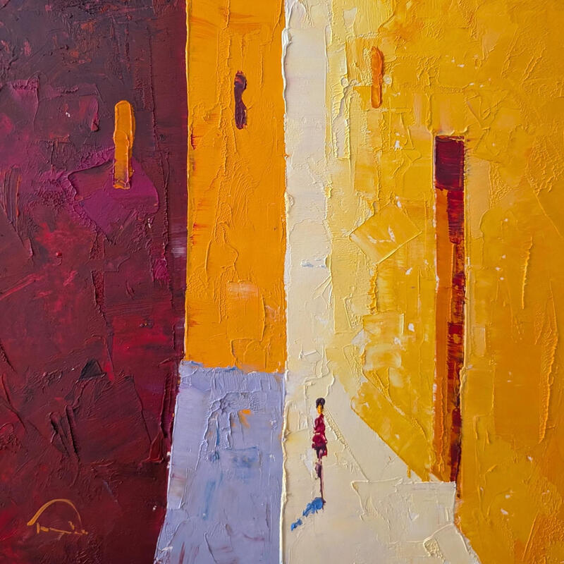 Painting Delicat by Tomàs | Painting Abstract Urban Life style Oil
