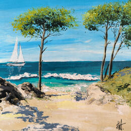 Peinture La plage dans la tête. par Rey Ewa | Tableau