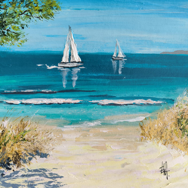 Peinture Always the Sun par Rey Ewa | Tableau Figuratif Paysages Acrylique