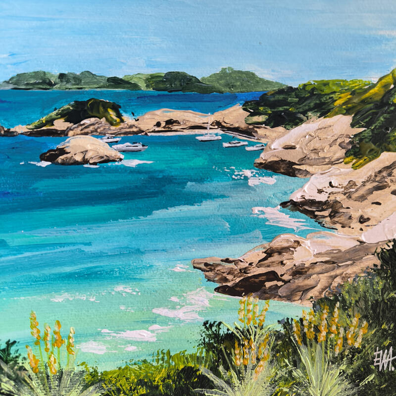 Peinture Méditerranée sauvage. par Rey Ewa | Tableau Figuratif Paysages Acrylique