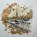 Painting Un automne à Paris by Flament Audrey | Painting Realism Urban Life style Still-life Watercolor Ink