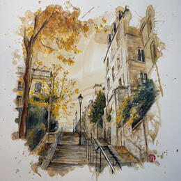 Painting Montmartre, sous les couleurs d’automne  by Flament Audrey | Painting