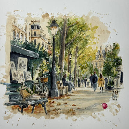 Painting Une promenade dans Paris by Flament Audrey | Painting