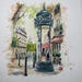 Painting Entre théâtre et café by Flament Audrey | Painting Realism Urban Life style Still-life Watercolor Ink