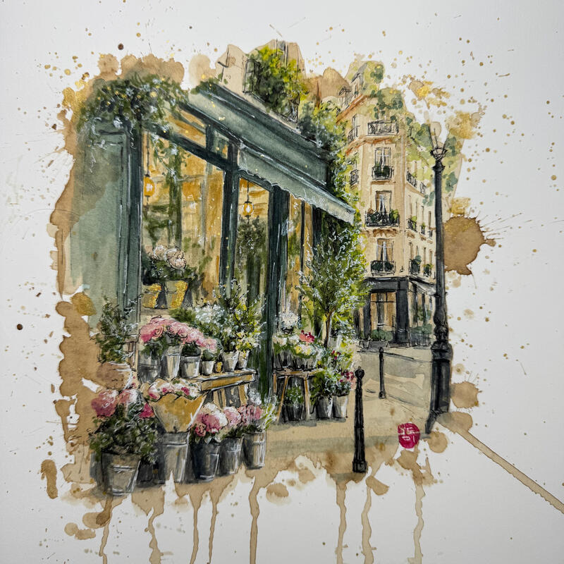 Painting Un bouquet de couleurs by Flament Audrey | Painting Realism Urban Life style Still-life Watercolor Ink