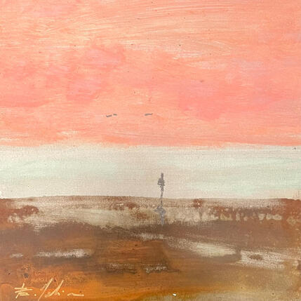 Painting Soir aux salins 1 by Mahieu Bertrand | Painting Figurative Metal Landscapes