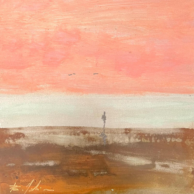 Painting Soir aux salins 1 by Mahieu Bertrand | Painting Figurative Landscapes Metal