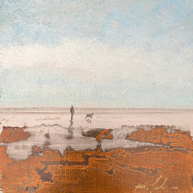Painting La promenade 1 by Mahieu Bertrand | Painting Figurative Landscapes Metal