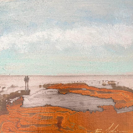 Gemälde Couple plage du Lido  von Mahieu Bertrand | Gemälde Figurativ Metall Landschaften