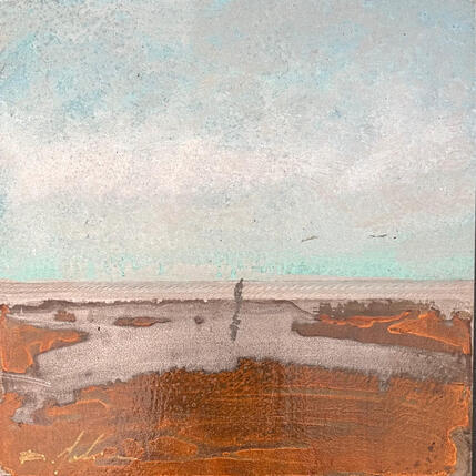 Gemälde À la plage  von Mahieu Bertrand | Gemälde Figurativ Metall Landschaften