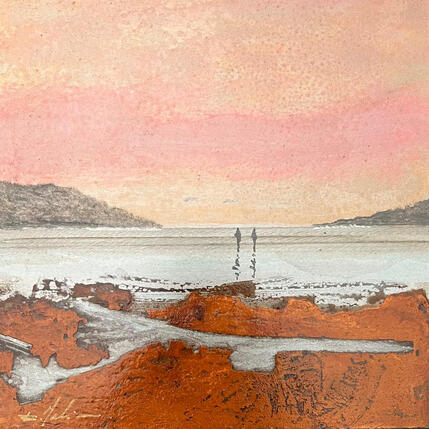 Gemälde La baie 1 von Mahieu Bertrand | Gemälde Figurativ Metall Landschaften, Pop-Ikonen