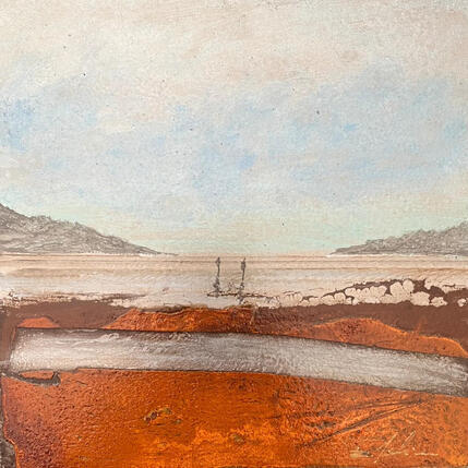 Painting La baie 2 by Mahieu Bertrand | Painting Figurative Metal Landscapes, Pop icons