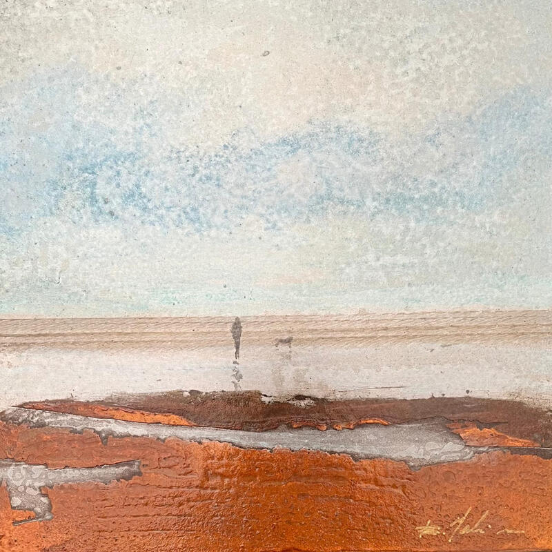 Painting La balade by Mahieu Bertrand | Painting Figurative Landscapes Metal