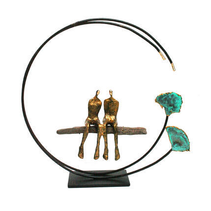 Sculpture Garden Swing Lovers by Renoux Vanessa | Sculpture Figurative Metal Life style