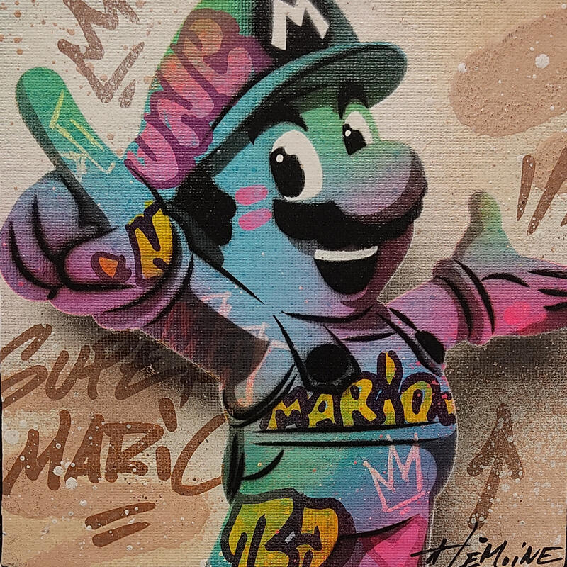 Painting Mario by Lemoine Mael | Painting Pop-art Pop icons Graffiti Acrylic