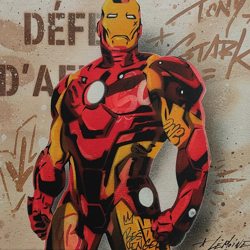 Painting Iron Man by Lemoine Mael | Painting Pop-art Pop icons Graffiti Acrylic