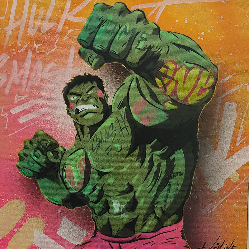 Painting Hulk by Lemoine Mael | Painting Pop-art Pop icons Graffiti Acrylic
