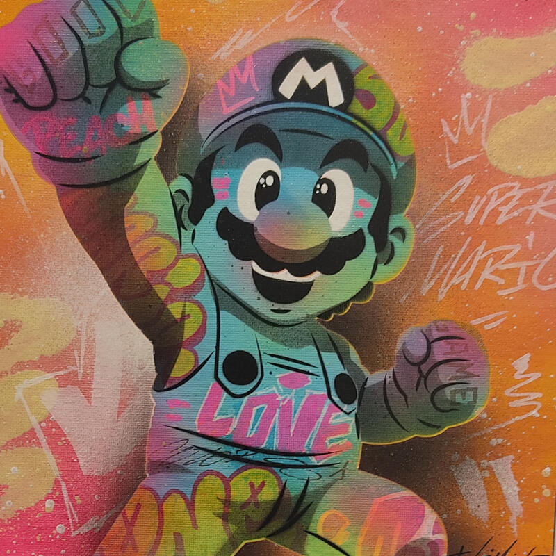 Painting Mario by Lemoine Mael | Painting Pop-art Pop icons Graffiti Acrylic