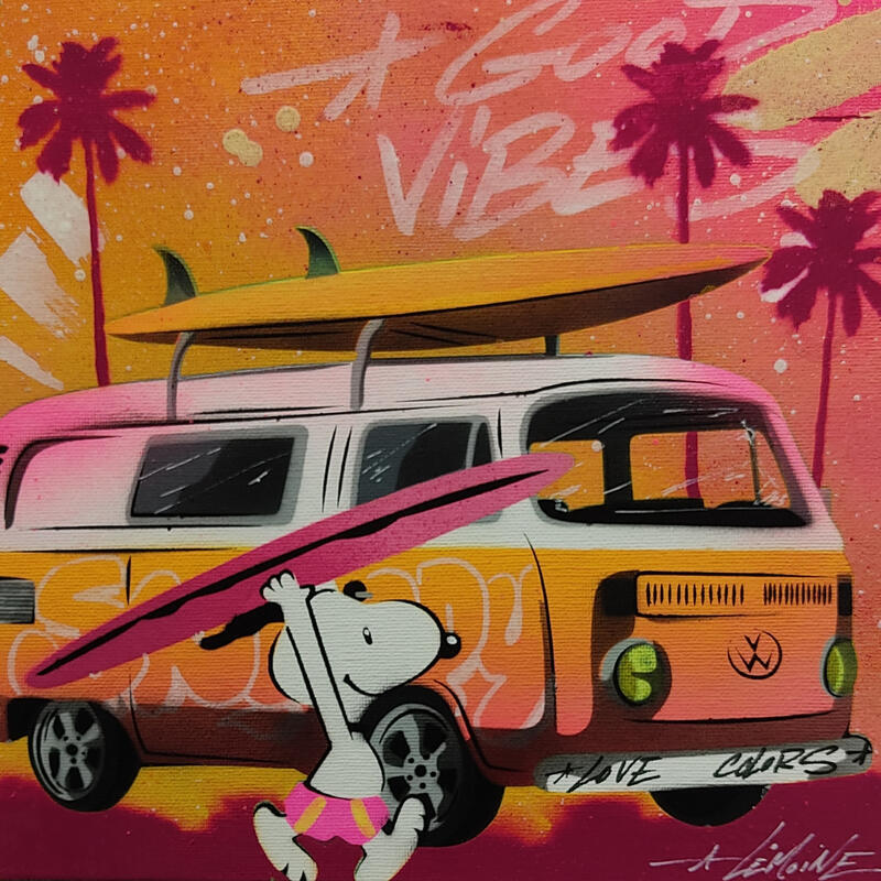Painting Snoopy by Lemoine Mael | Painting Pop-art Pop icons Graffiti Acrylic