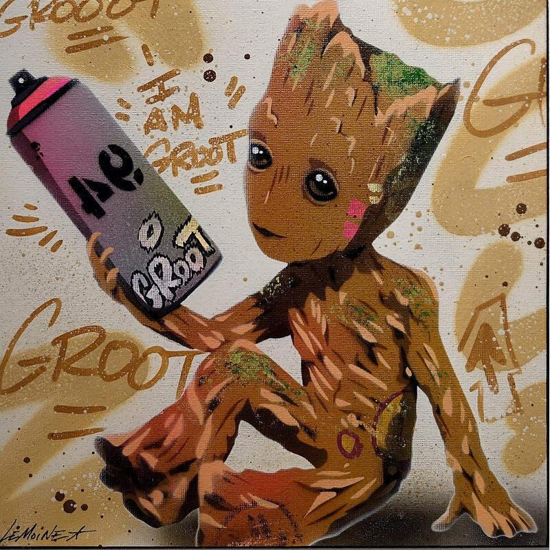 Peinture Groot par Lemoine Mael | Tableau Pop-art Icones Pop Graffiti Acrylique