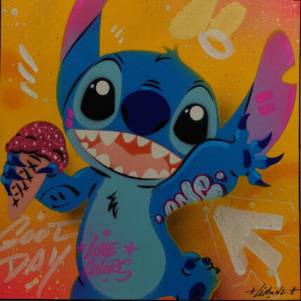 Peinture Stitch Ice Cream par Lemoine Mael | Tableau Pop-art Acrylique, Graffiti Icones Pop