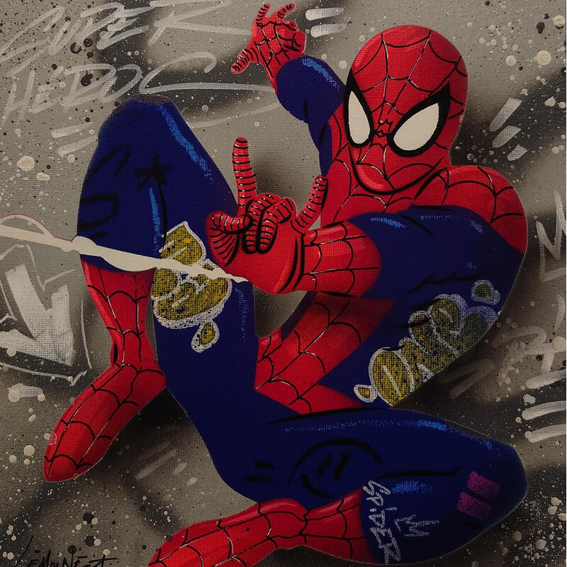 Peinture Spider-Man par Lemoine Mael | Tableau Pop-art Icones Pop Graffiti Acrylique