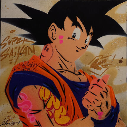 Peinture Son Goku par Lemoine Mael | Tableau Pop-art Acrylique, Graffiti Icones Pop