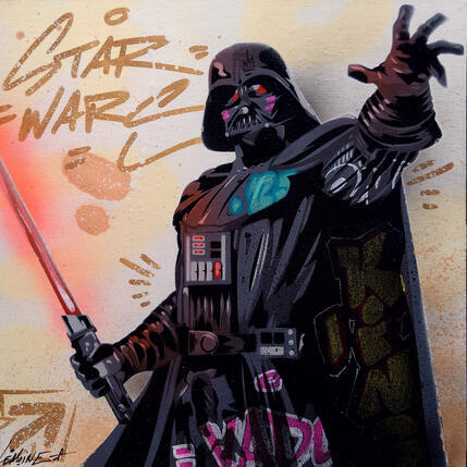 Painting Dark Vador by Lemoine Mael | Painting Pop-art Acrylic, Graffiti Pop icons